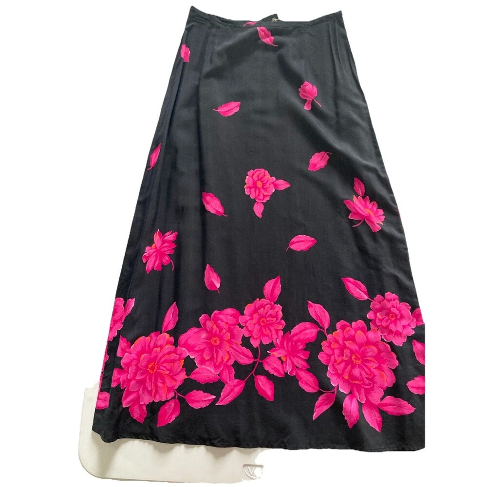Norton McNaughton Women’s Size 10 Floral A Line Skirt Fuschia Good Condition VTG